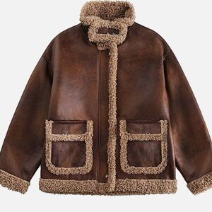 AELFRIC EDEN FAUX LEATHER SHERPA JACKET